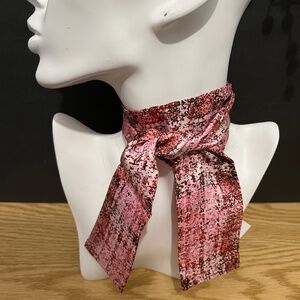 COACH SIGNATURE  PINK AND BROWN 100% SILK PONYTAIL SCARF NWT RETIRED
